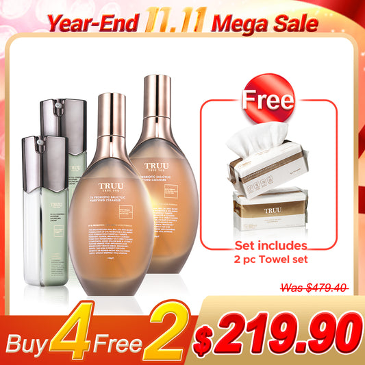TRUU 76 Cleanser x2 (Pick One) + 99 Balancing Cream x2【FREE】Cleansing Towel x2