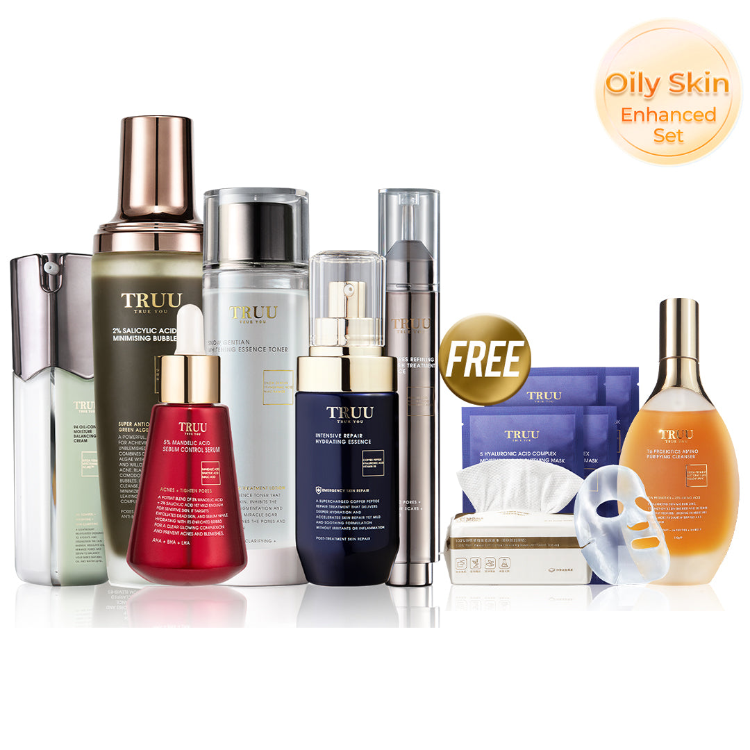 TRUU 76 Cleanser + 5% Mandelic Acid Serum + 45 Essence + 99 Cream【FREE】Whitening Toner -30ml + Hydrating Essence 10ml + Bubble Mask -30ml
