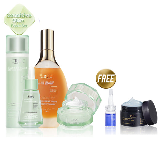 TRUU 76 Cleanser + Sensitive Lotion + Repair Essence + Repair Cream【FREE】Copper Peptide Mask-30g + Copper Peptide Serum-7ml