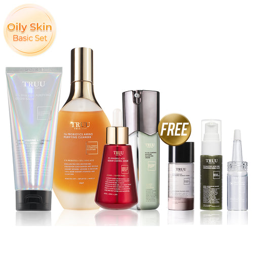 TRUU 76 Cleanser + 5% Mandelic Acid Serum + 2% BHA Skin Purifying Glow Mask + 99 Cream【FREE】Whitening Toner -30ml + Hydrating Essence 10ml + Bubble Mask -30ml