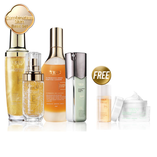 TRUU 76 Cleanser + Gold Mask + Repair Essence + 99 Balancing Cream【FREE】Royal Jelly Toner-30ml + Repair Cream-8g