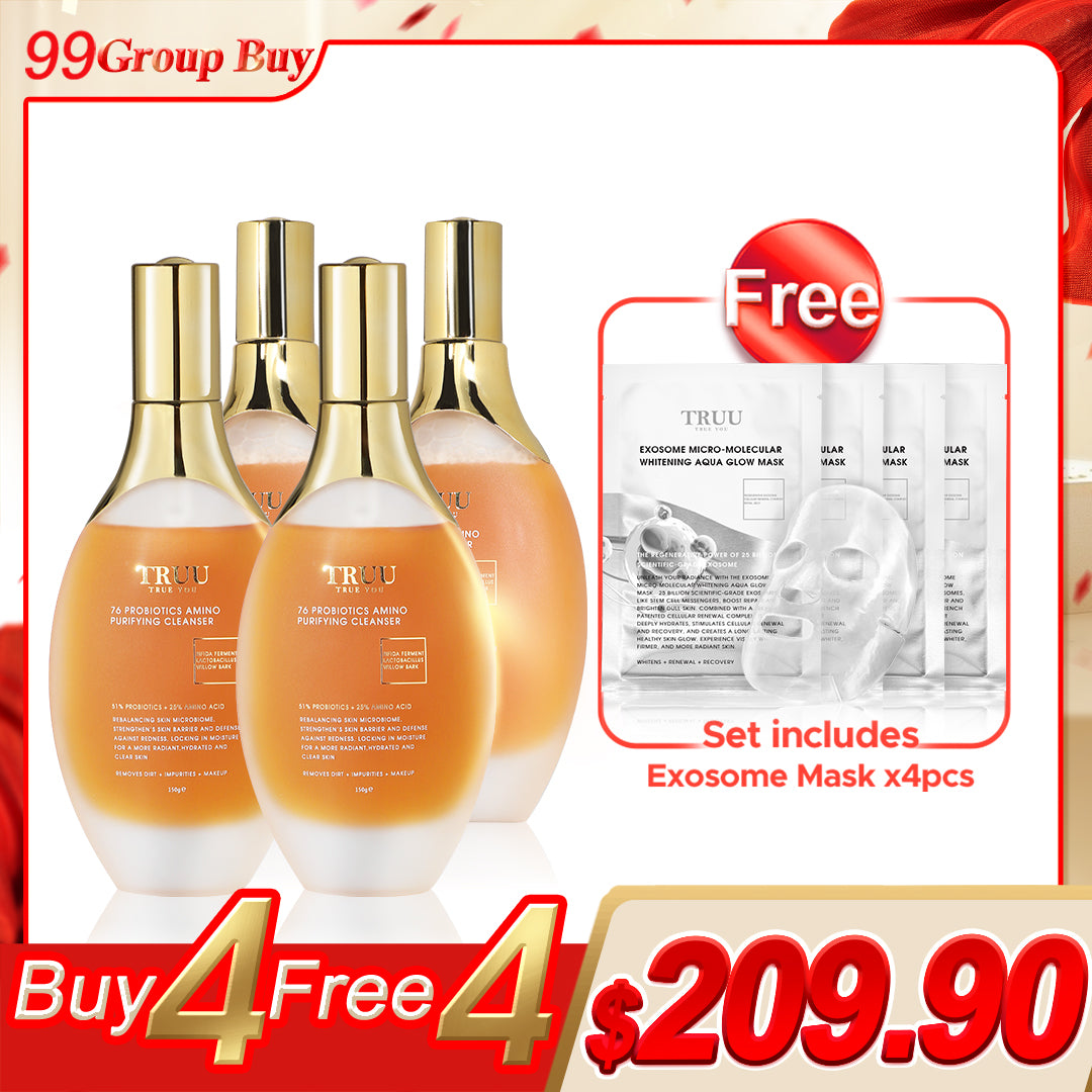TRUU 76 益生菌氨基净化洁面乳 x4 【赠品】洁面巾 x2
