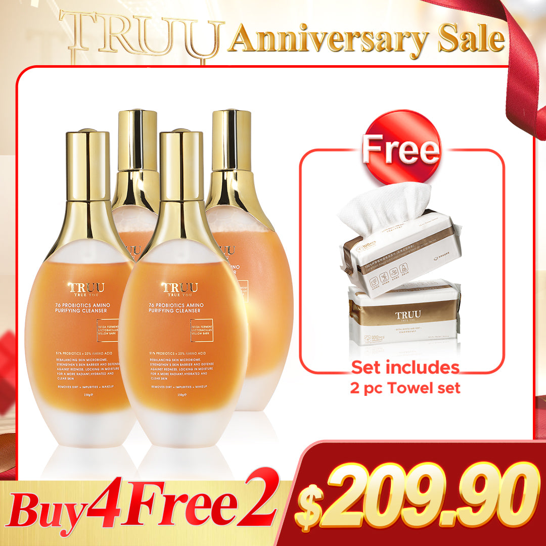 TRUU 76 Probiotics Amino Purifying Cleanser x4 【PERCUMA】Tuala Pembersih x2