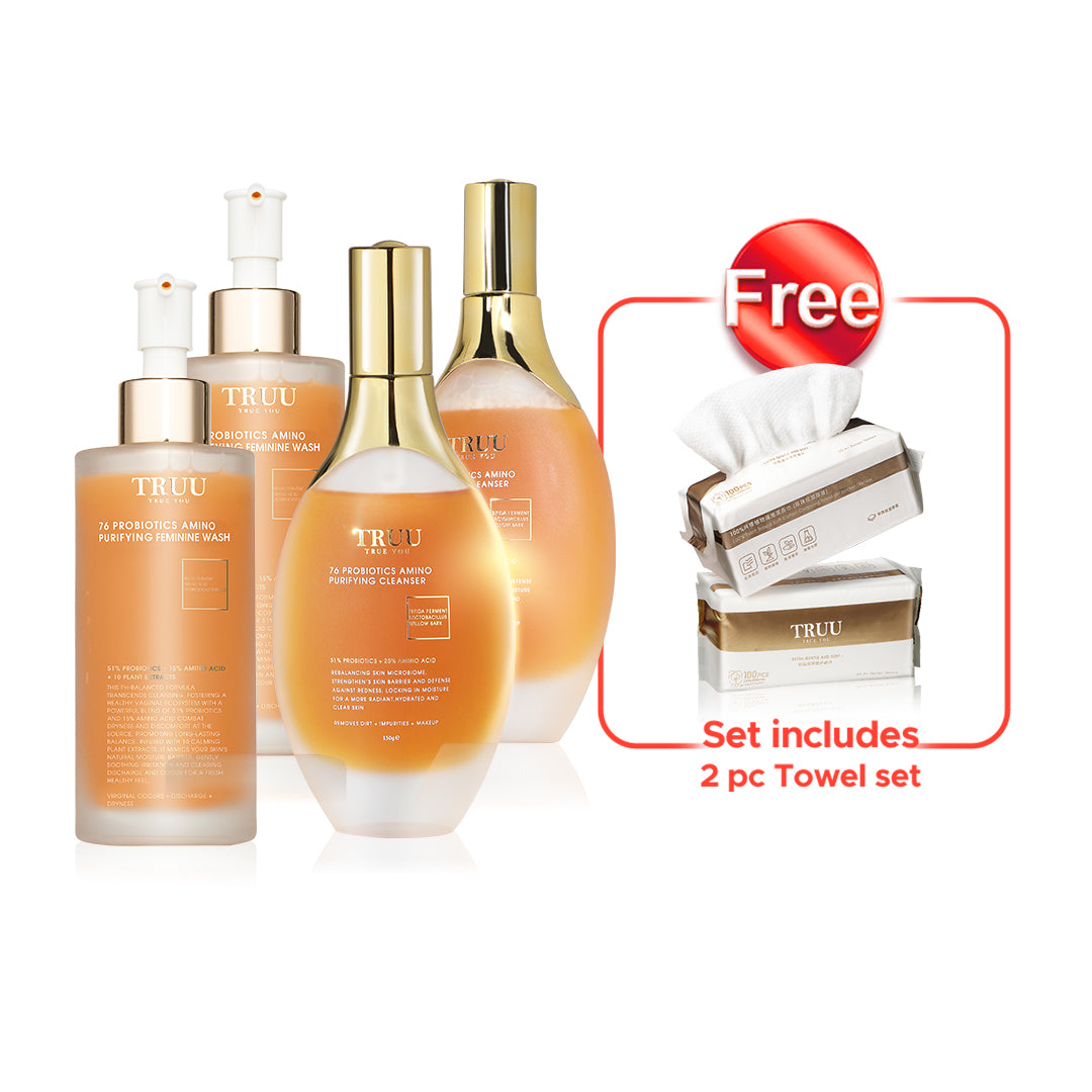 TRUU 76 Cleanser x2 (Pick One) + 76 Feminine Wash x2【Free】Cleansing Towels (100pcs) x2