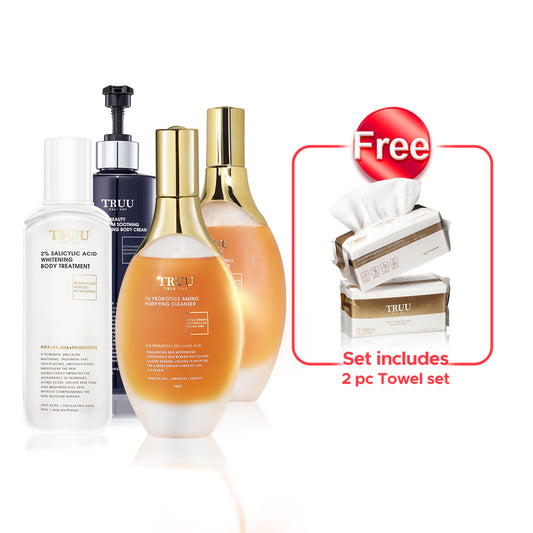 TRUU 身体护理 x2+76 益生菌氨基净化洁面乳 x2【赠品】洁面巾(100 片)x2