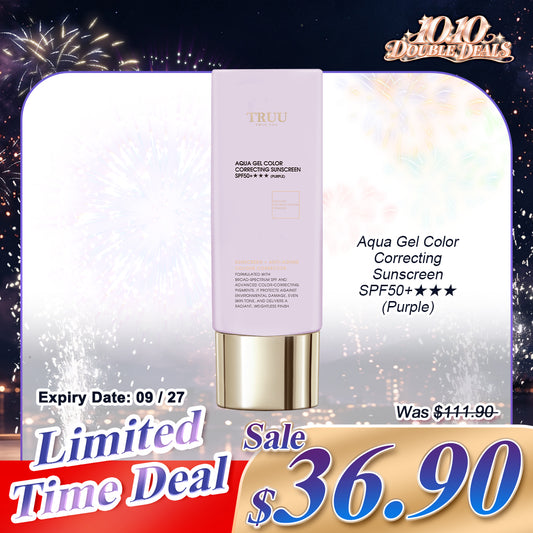 TRUU Aqua Gel Color Correcting Sunscreen SPF50+โ
โ
โ
(Pink, Purple) | (Expiry on 09/27)