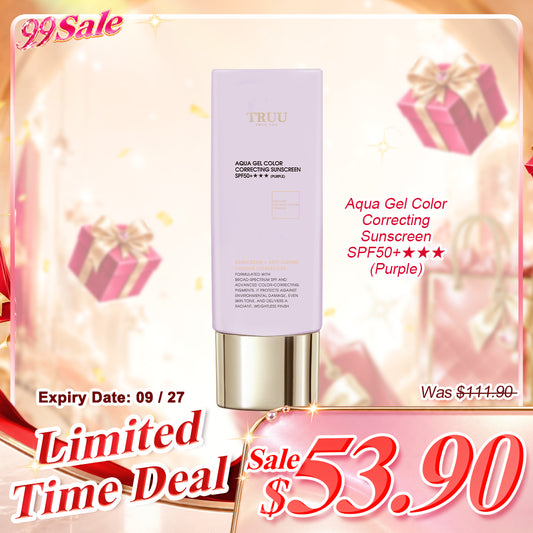 TRUU Aqua Gel Color Correcting Sunscreen SPF50+★★★ (Pink, Purple) | (Expiry on 09/27)
