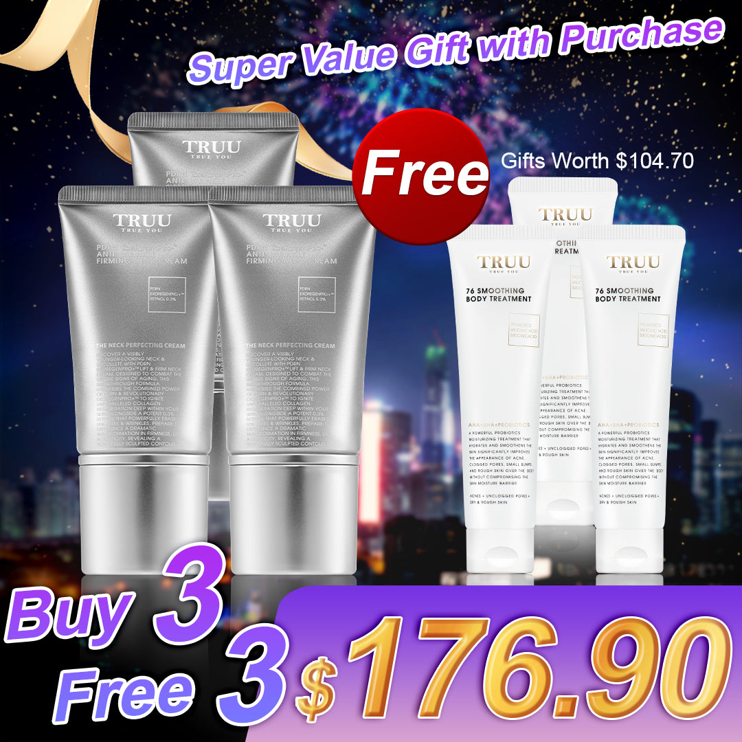 TRUU PDRN ExoRegenPro+™ Anti-Wrinkle Firming Neck Cream x3【Free】76 Smoothing Body Treatment -30ml x3