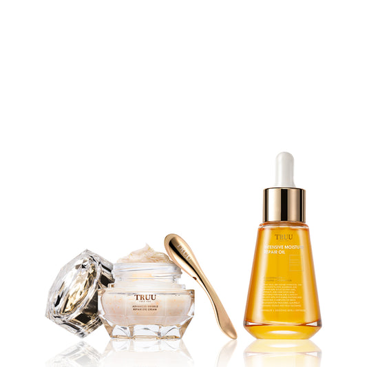 TRUU Luxe Gold Peptide Firming Eye Cream + (The Recovery Oil/Intensive Moisture Repair Oil) Pick One