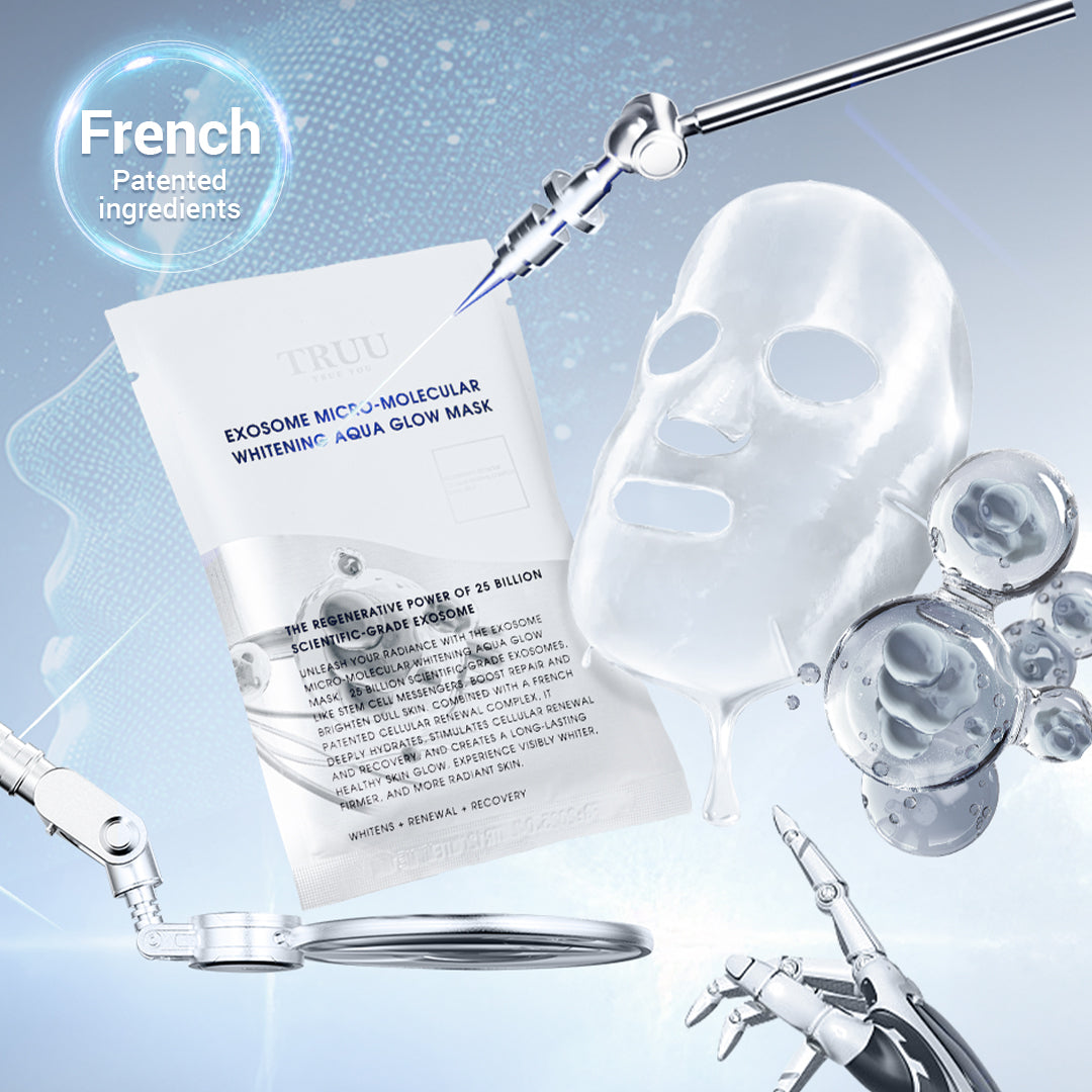 TRUU Exosome Micro-Molecular Whitening Aqua Glow Mask x50【Free】76 Smoothing Body Treatment -30ml Travel Size x5