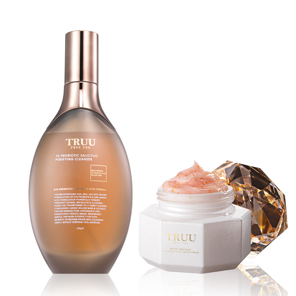 TRUU 76 Salicylic Purifying Cleanser + (ExoRegenPro+™ Royal Jelly Renewal Cream / PDRN ExoRegenPro+™ Cream / Soothing Repair Cream / Snow Gentian Cream) Pick One