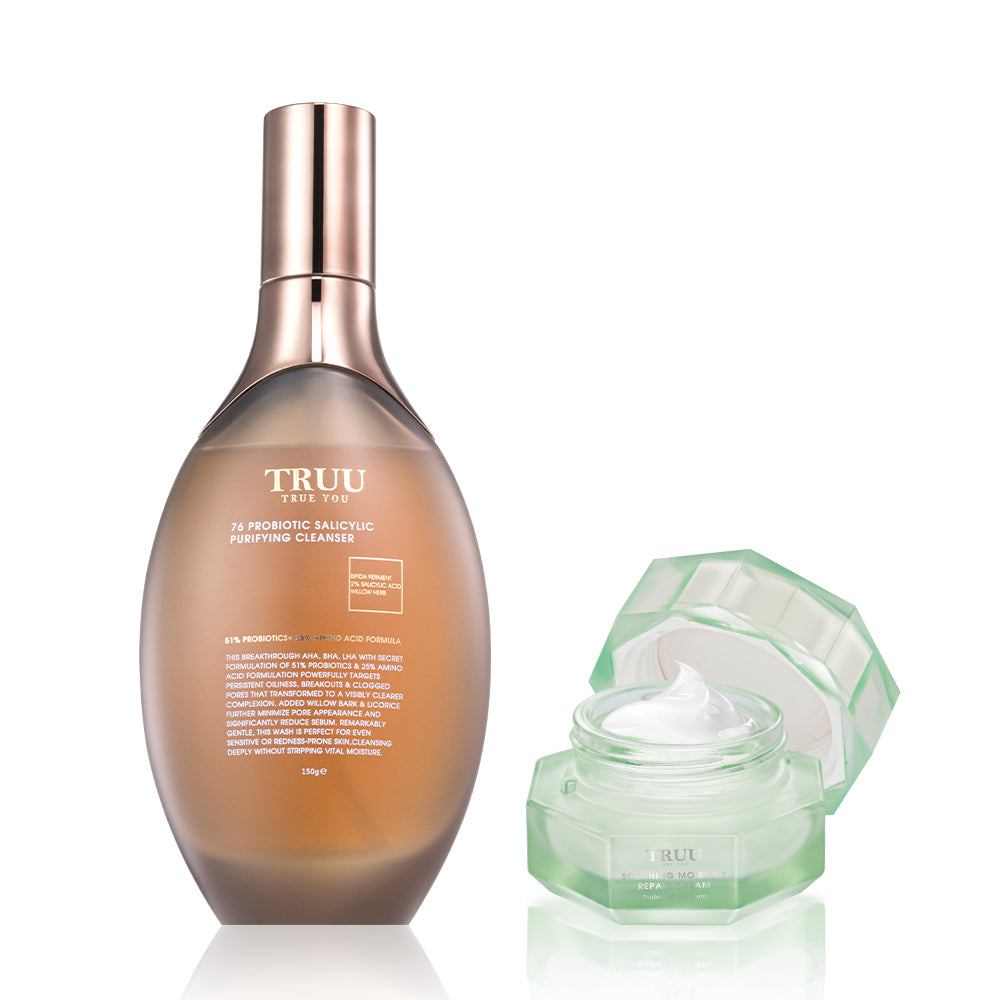Pencuci Pembersih Salisilik TRUU 76 + (Krim Pembaharuan Royal Jelly ExoRegenPro+™ / Krim PDRN ExoRegenPro+™ / Krim Pembaikan Menenangkan / Krim Snow Gentian) Pilih Satu