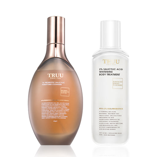 TRUU 76 Probiotic Salicylic Purifying Cleanser + (76 Smoothing Body Treatment / 2% Salicylic Acid Body Treatment / Sleeping Beauty Magnesium Body Cream) Pick One