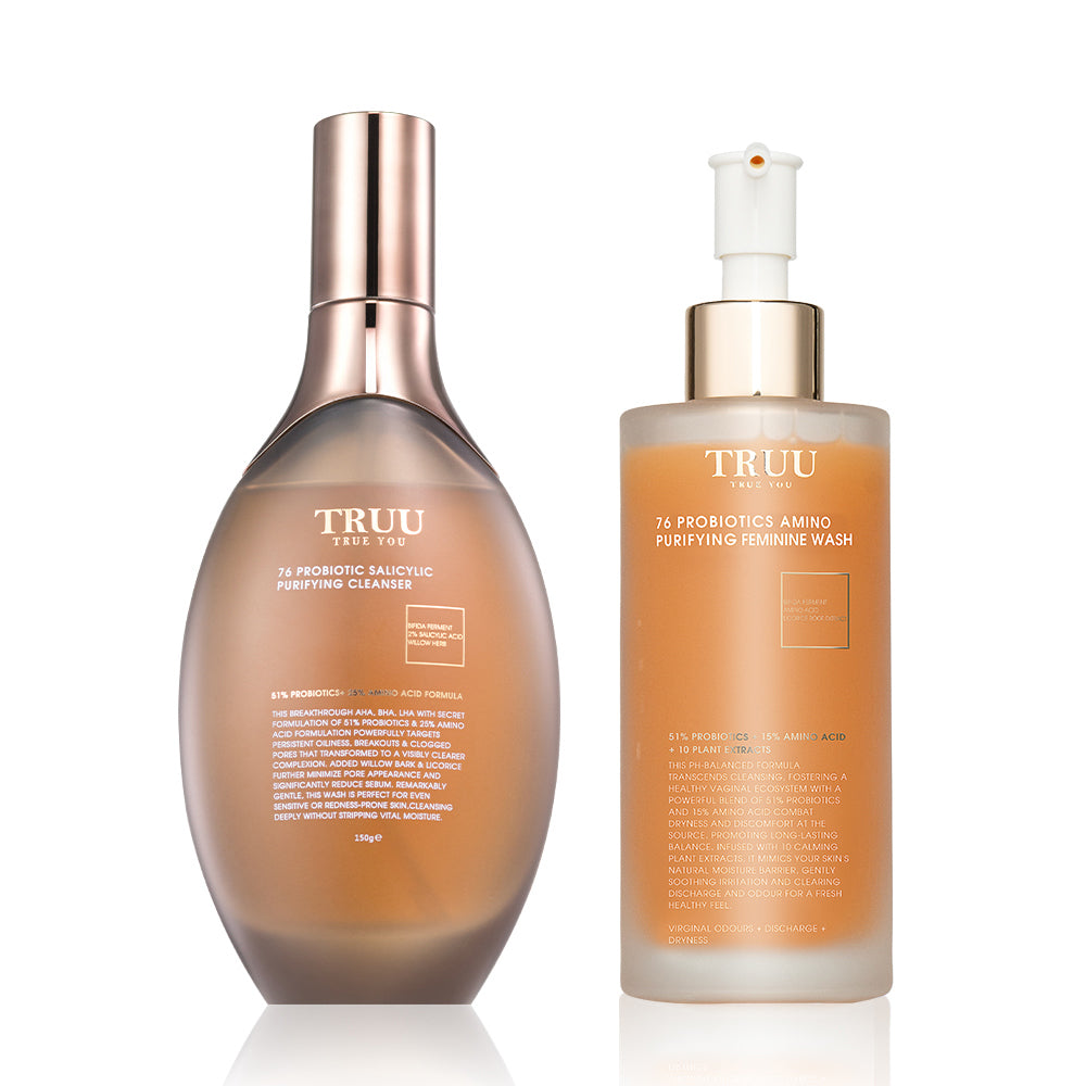 TRUU 76 Probiotic Salicylic Purifying Cleanser + 76 Probiotics Amino Purifying Feminine Wash