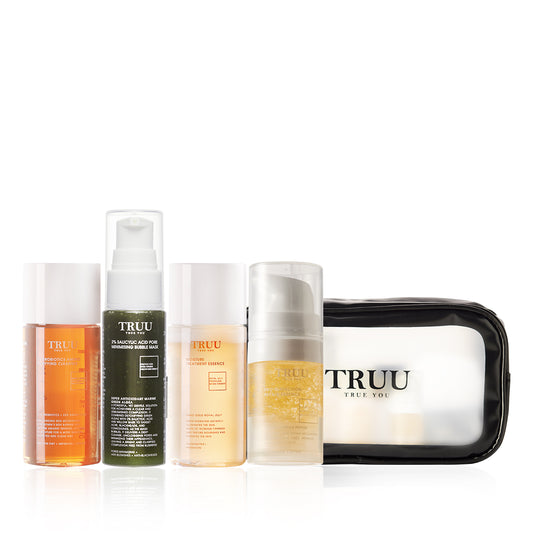 TRUU 76 Cleanser -30g + Treatment Essence -30ml + (Bubble Mask -30ml) Pick one + Repair Essence -10ml【FREE】Travel Bag