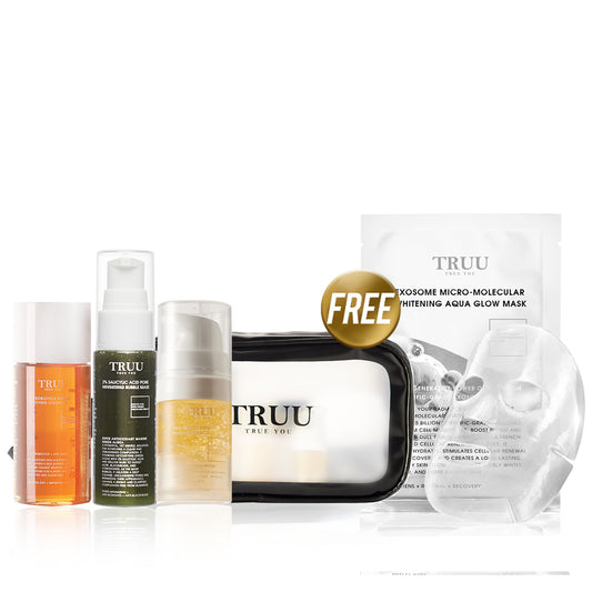 TRUU 76 Cleanser -30g + (Bubble Mask -30ml) Pick one + Repair Essence -10ml 【FREE】Travel Bag + Whitening Aqua Glow Mask x1