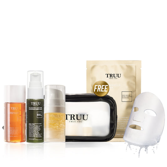 TRUU 76 Cleanser -30g + (Bubble Mask -30ml) Pick one + Repair Essence -10ml 【FREE】Travel Bag + Youth Regeneration Ampoule Mask x1