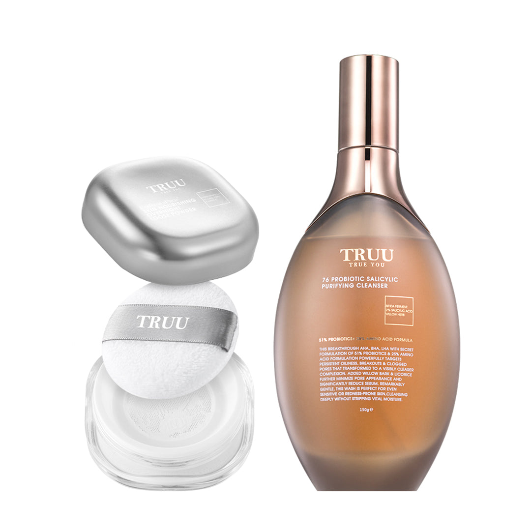 TRUU ExoRegenPro+™ Bedak Tabur Berkhasiat Kulit Sepanjang Malam + (Pencuci Penulen Asid Amino Probiotik 76 / Pencuci Penulen Asid Salisilik Probiotik 76)