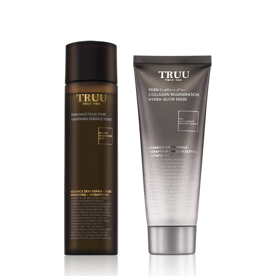 TRUU PDRN Salicyclic Pore Tightening Essence Toner + Collagen Regeneration Hydra-Glow Mask