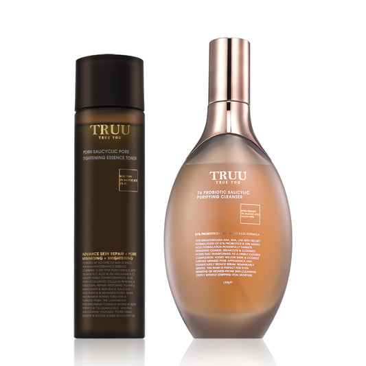 TRUU PDRN Salicyclic Pore Tightening Essence Toner + (76 Probiotics Amino Purifying Cleanser / 76 Probiotic Salicylic Purifying Cleanser) Pick One