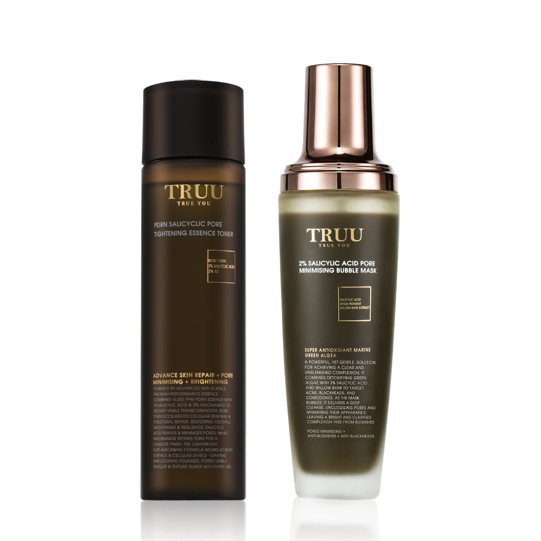 TRUU PDRN Salicyclic Pore Tightening Essence Toner + 2% Salicylic Acid Bubble Mask