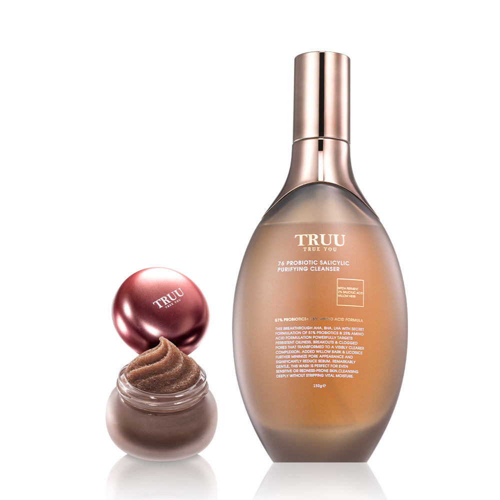 TRUU Cranberry Blush Lip Scrub + (76 Probiotics Amino Purifying Cleanser / 76 Probiotic Salicylic Purifying Cleanser) Pick One (PREORDER End July)