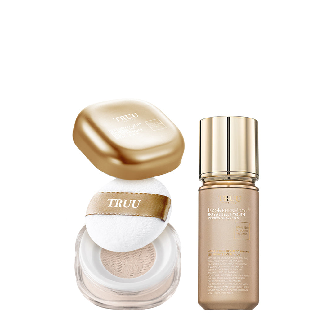 TRUU Luxe Royal Jelly Flawless UV Loose Powder SPF50+★★★ + (99 Oil-Control Cream / Royal Jelly Youth Renewal Cream) Pick one (Preorder End Oct)