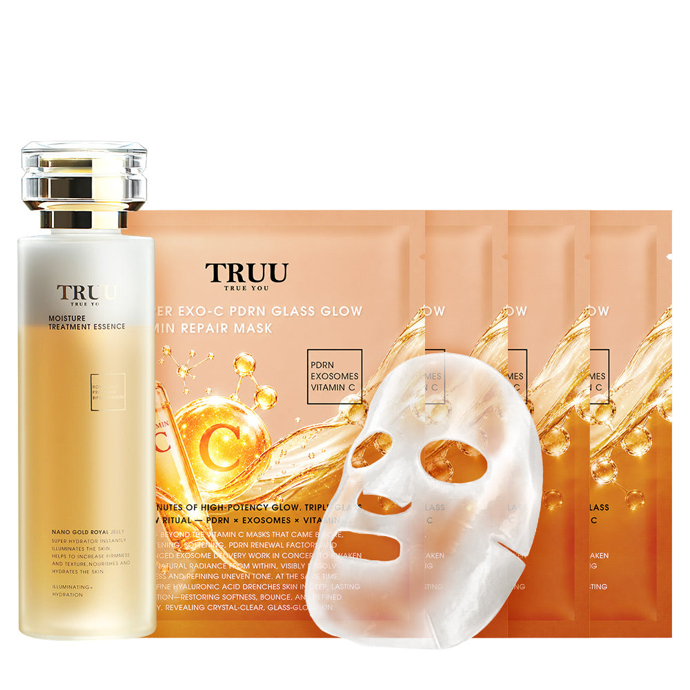 TRUU Super Exo-C PDRN Glass Glow 30min Repair Mask x4 + Toner (Pick one) | (Preorder End Sep)