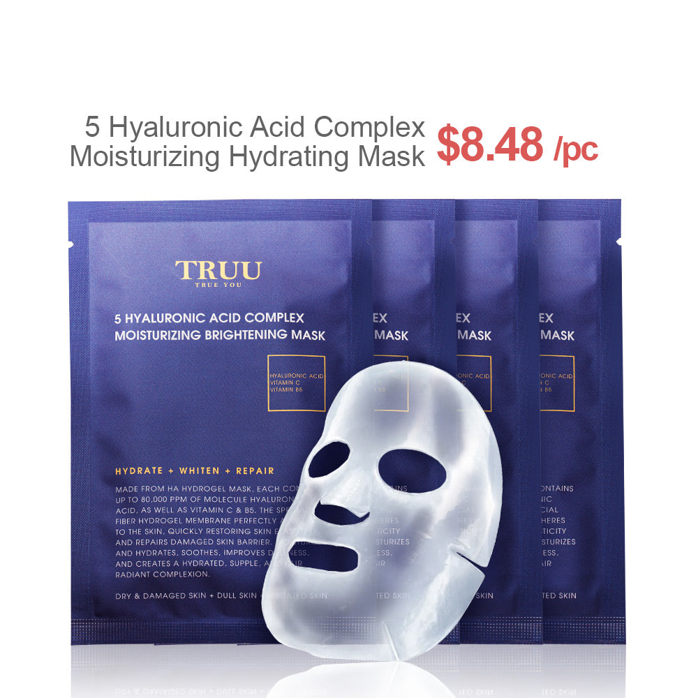 TRUU TRUU 5 Masker Pelembap dan Pencerah Kompleks Asid Hyaluronik 4pcs