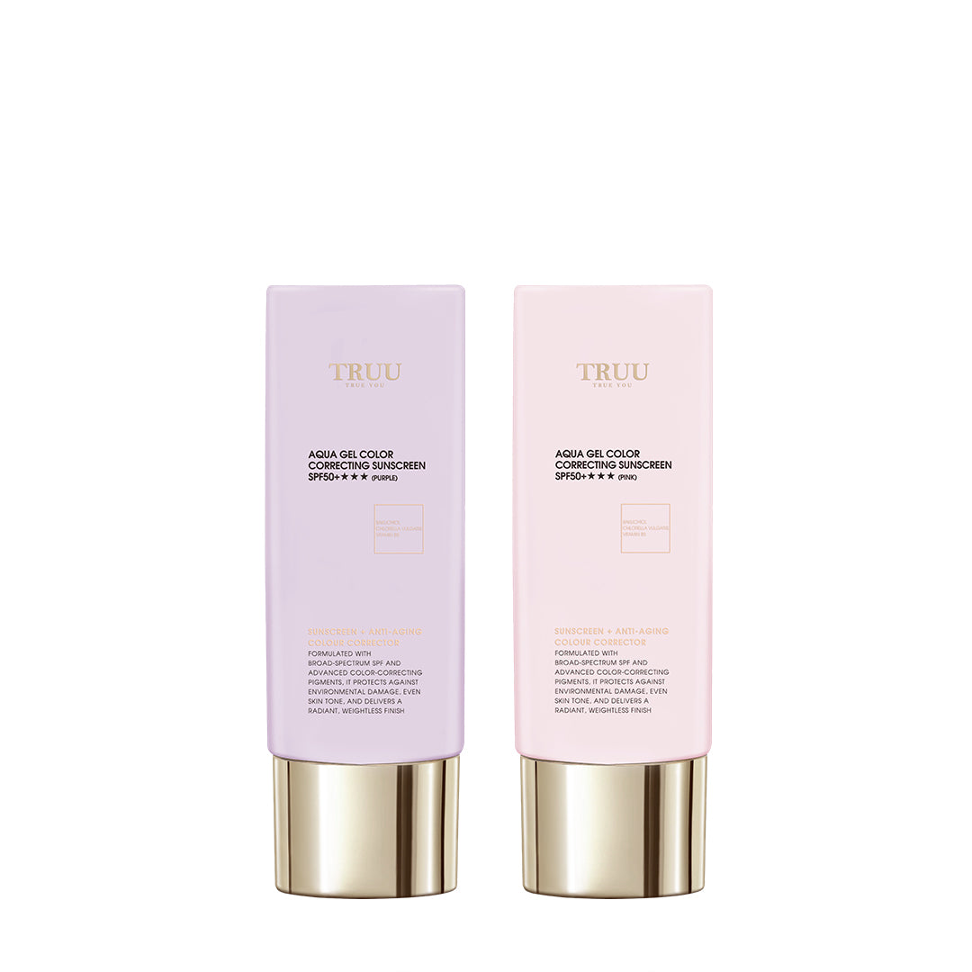 TRUU Aqua Gel Color Correcting Sunscreen SPF50+★★★ (3 colors) x2