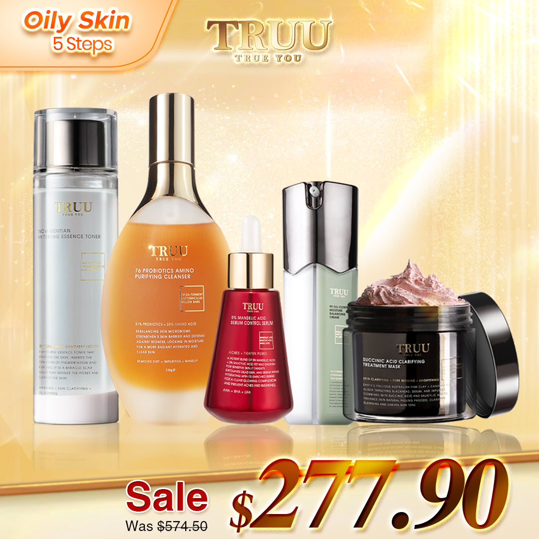 TRUU 76 Cleanser + Whitening Essence Toner + 99 Balancing Cream
