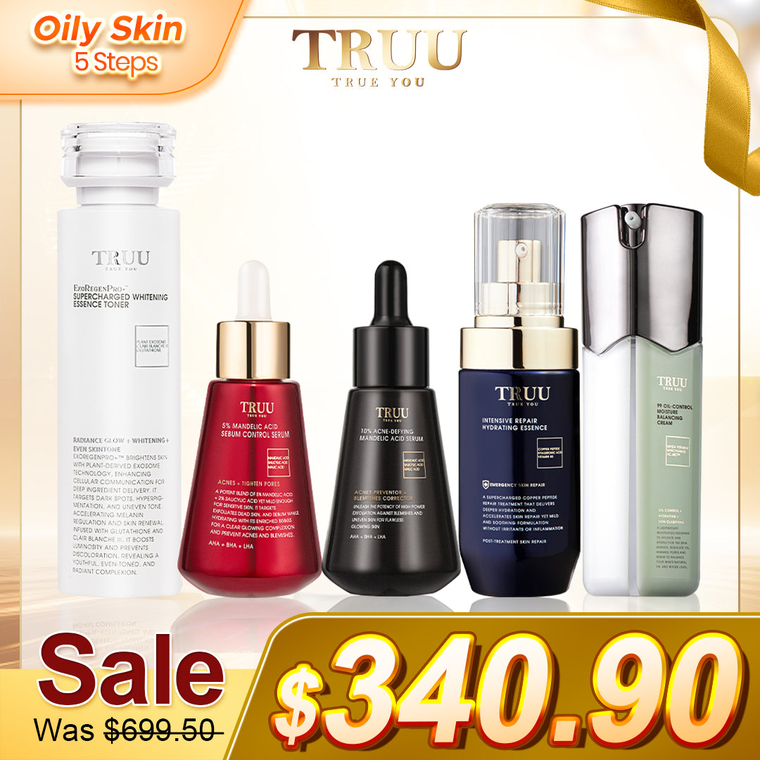 [Oily Skin] TRUU 76 Cleanser + Whitening Essence Toner + 99 Balancing Cream