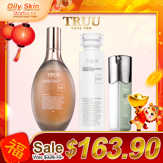 [Oily Skin] TRUU 76 Cleanser + Whitening Essence Toner + 99 Balancing Cream