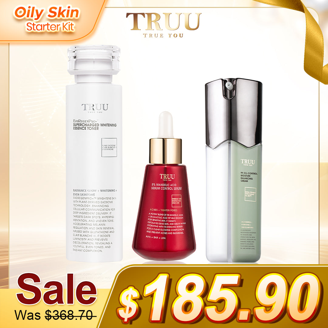 [Oily Skin] TRUU 76 Cleanser + Whitening Essence Toner + 99 Balancing Cream