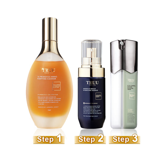 [Combination Skin] TRUU 76 Cleanser + Hydrating Repair Essence + 99 Balancing Cream