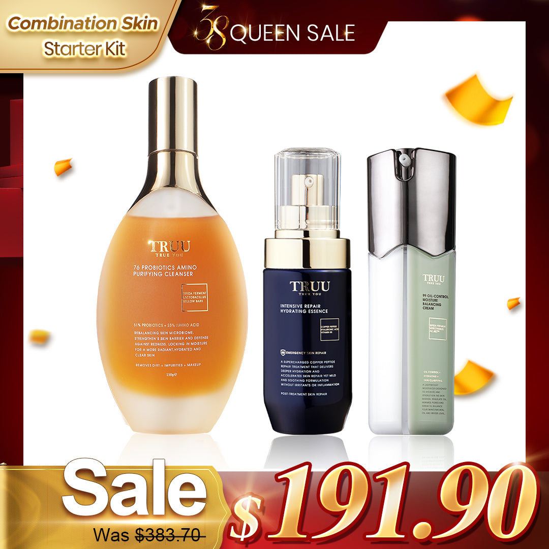 [Kulit Kombinasi] Pencuci Muka TRUU 76 + Esen Pembaikan Hidrat + Krim Penyeimbang 99