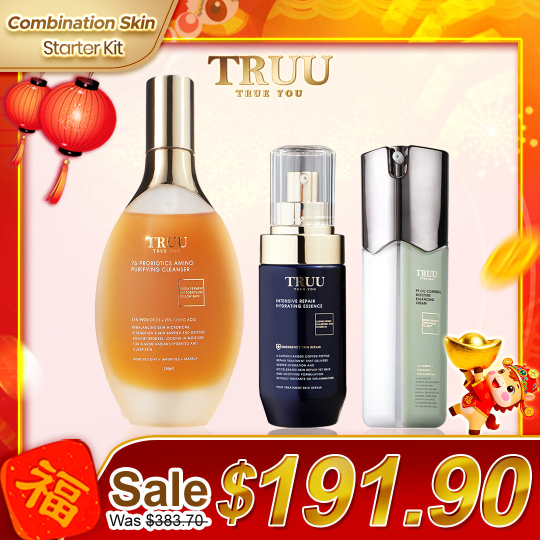 [Combination Skin] TRUU 76 Cleanser + Hydrating Repair Essence + 99 Balancing Cream