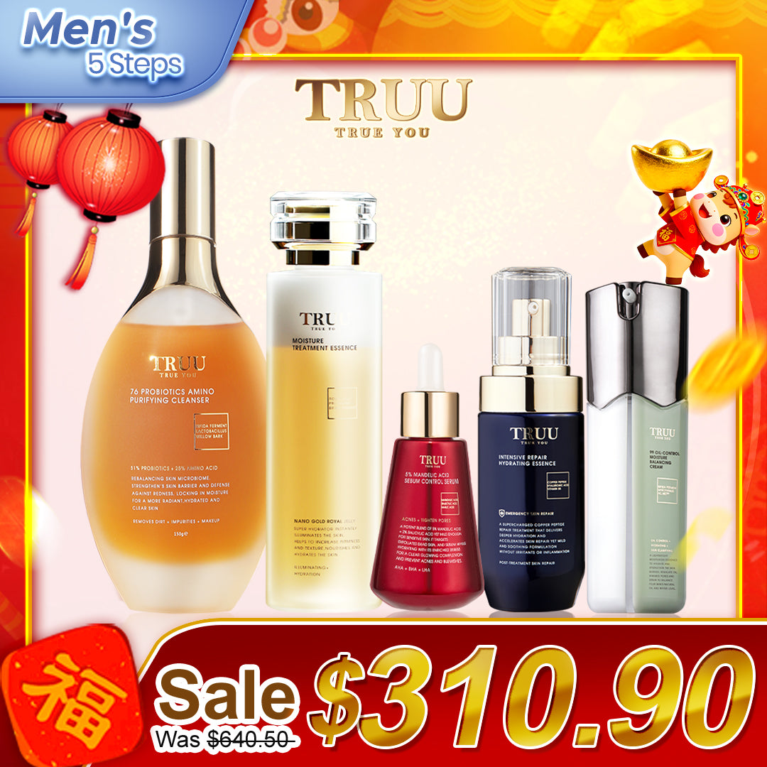 [Men's] TRUU 76 Cleanser + Royal Jelly Treatment Essence + 99 Balancing Cream