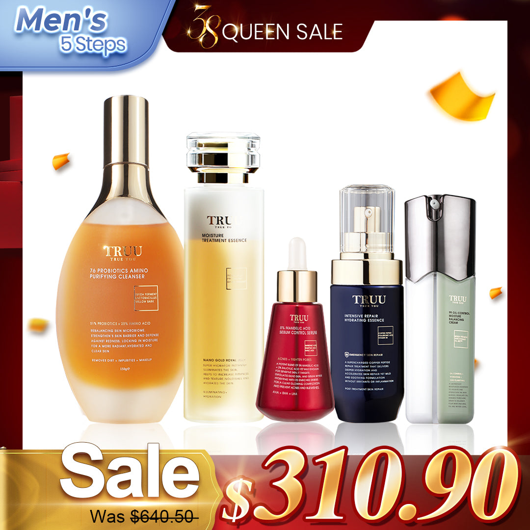 [Men's] TRUU 76 Cleanser + Royal Jelly Treatment Essence + 99 Balancing Cream