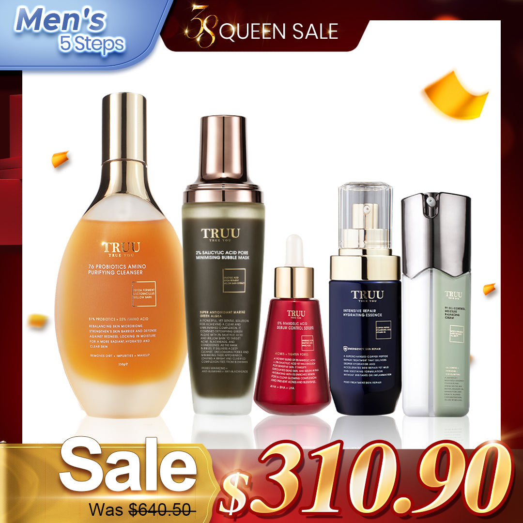 [Men's] TRUU 76 Cleanser + Royal Jelly Treatment Essence + 99 Balancing Cream