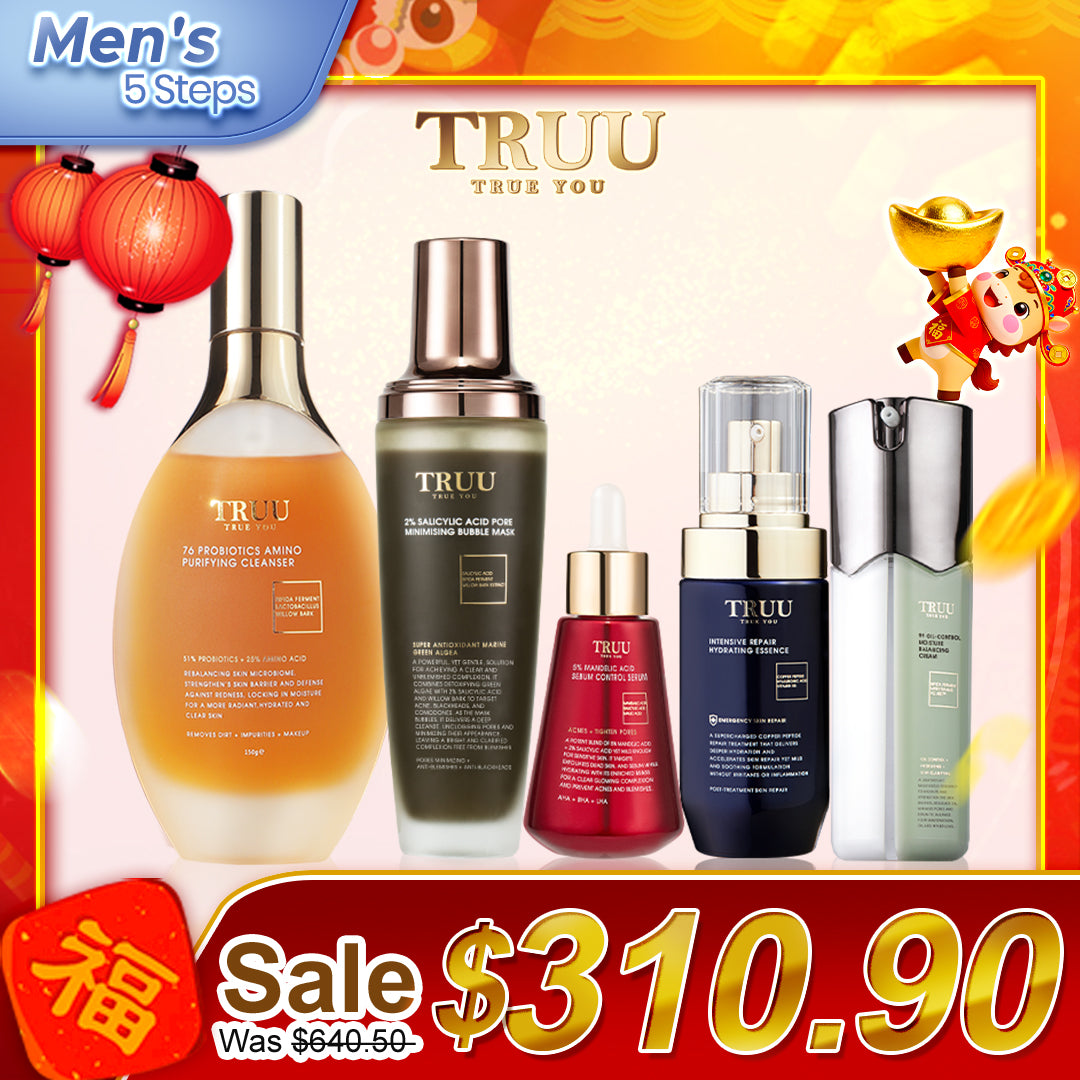 [Men's] TRUU 76 Cleanser + Royal Jelly Treatment Essence + 99 Balancing Cream
