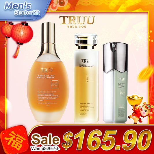 [Men's] TRUU 76 Cleanser + Royal Jelly Treatment Essence + 99 Balancing Cream