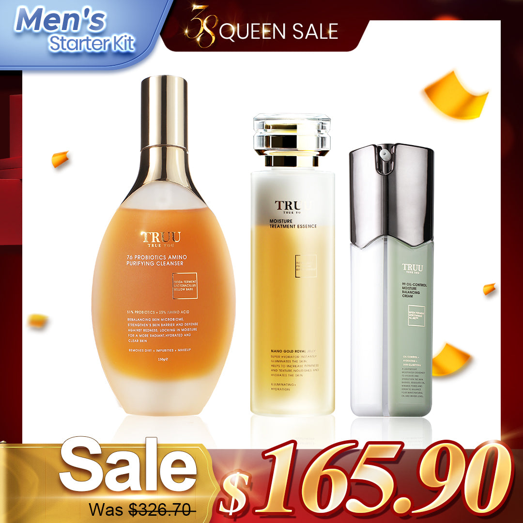 [Men's] TRUU 76 Cleanser + Royal Jelly Treatment Essence + 99 Balancing Cream