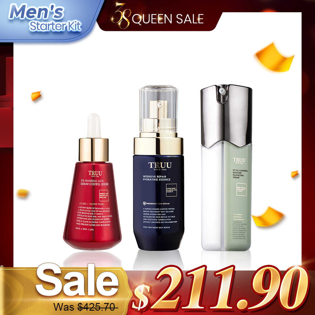 [Men's] TRUU 76 Cleanser + Royal Jelly Treatment Essence + 99 Balancing Cream