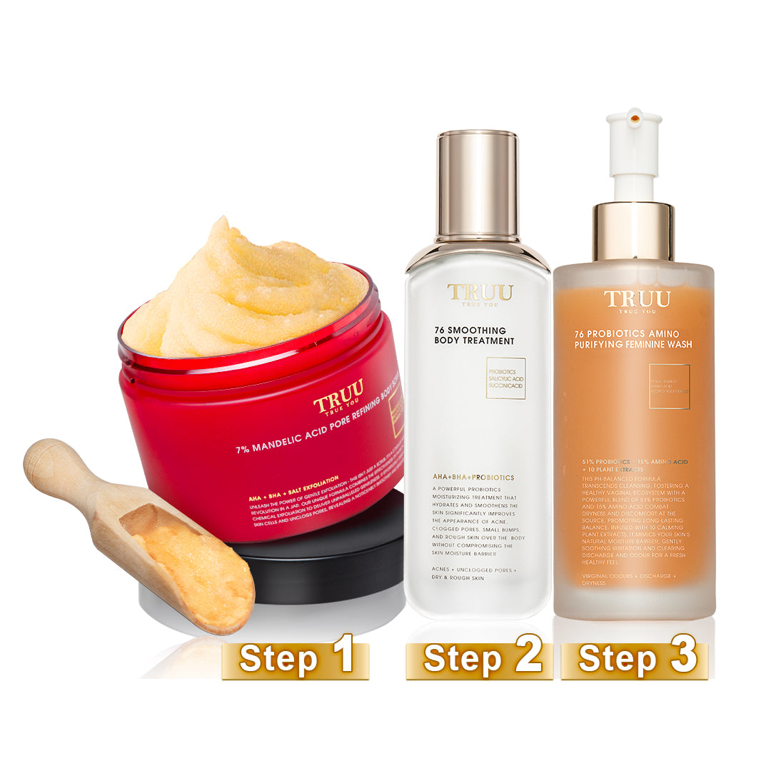 [Body] TRUU 7% Body Scrub + Body Treatment + 76 Feminine Wash