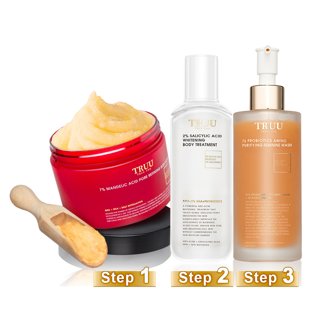 [Body] TRUU 7% Body Scrub + Body Treatment + 76 Feminine Wash