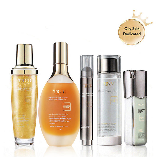 TRUU 76 Cleanser + Gold Mask + Whitening Essence Toner +  45 Pores Treatment + 99 Balancing Cream