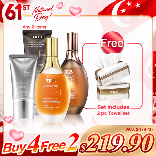 Pencuci Asid Amino TRUU 76 / Pencuci Asid Salisilik 76 (Pilih 2) + Masker Hydra-Glow / Krim Leher PDRN (Pilih 2) 【PERCUMA】Tuala Pembersih x2