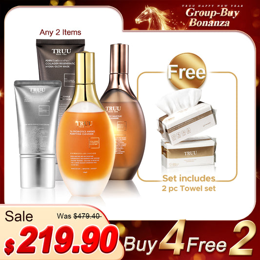 TRUU 76 Amino Cleanser / 76 Salicylic Cleanser (Pick 2) + Hydra-Glow Mask / PDRN Neck Cream (Pick 2)【FREE】Cleansing Towels x2