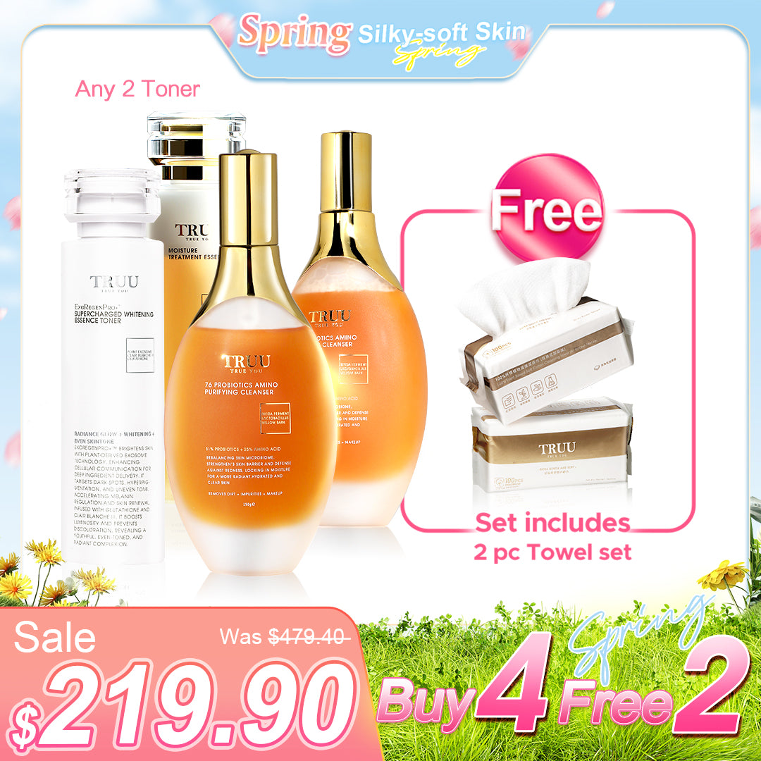 TRUU 76 Probiotics Amino Purifying Cleanser x2 + Losyen Pilihan x2【Percuma】Tuala Pembersih (100 helai) x2